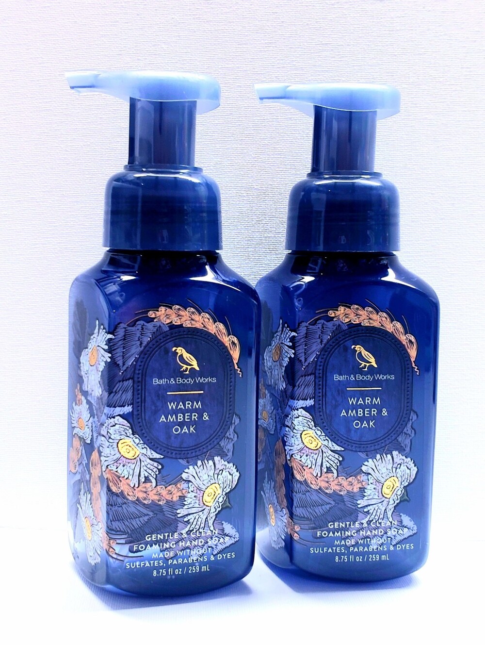 Bath & Body Works WARM AMBER & OAK Gentle Foaming Hand Soap, 8.75 oz - 2 pcs